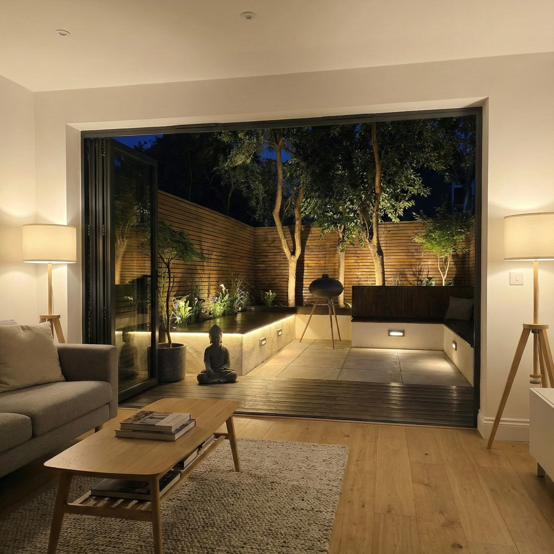 Gayville: Shadow-Gap Timber and Built-In Seating